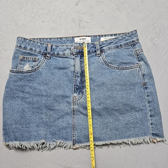Cotton-On Sz 8 Denim Micro Mini Recycled Cotton Pocket Skirt Preppy Y2K Style . - Picture 5 of 7